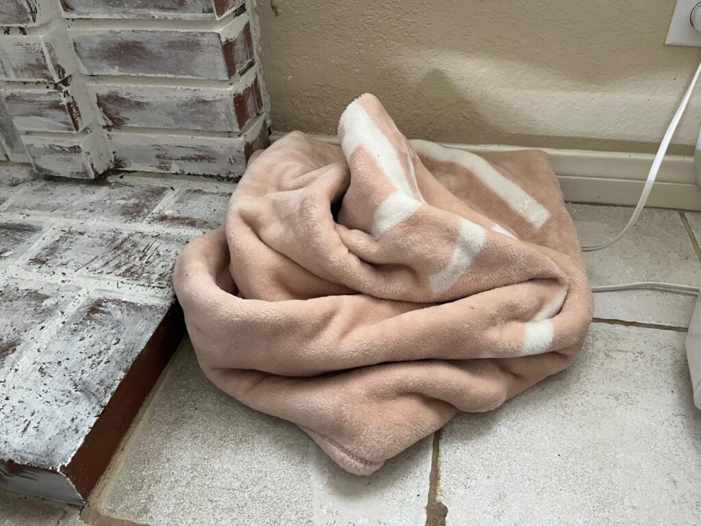 blanket on floor