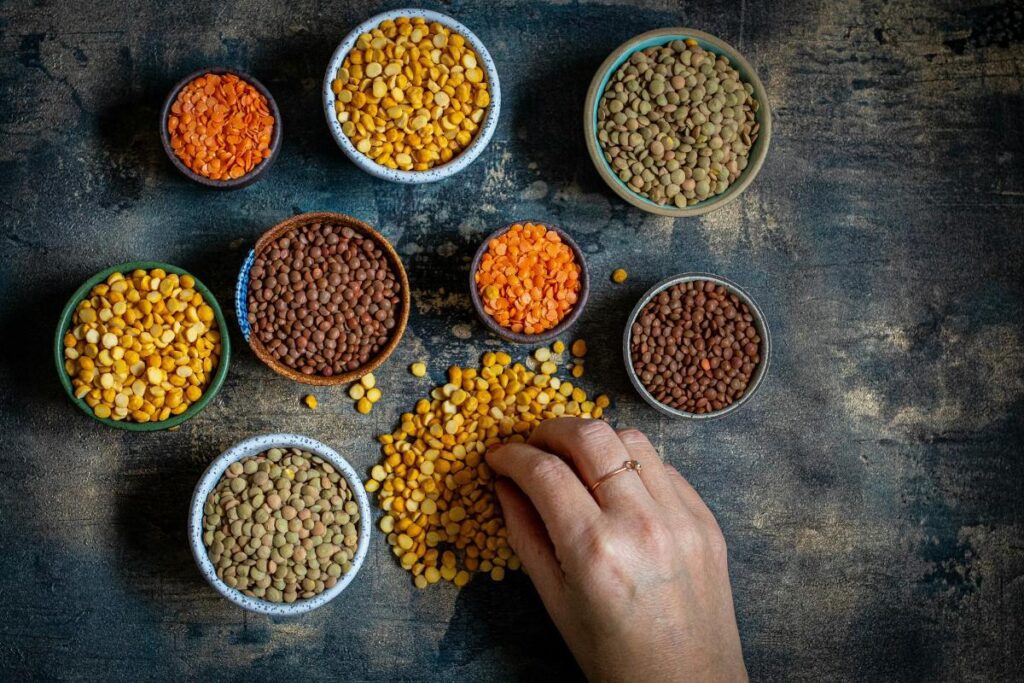 assorted lentils in bowls